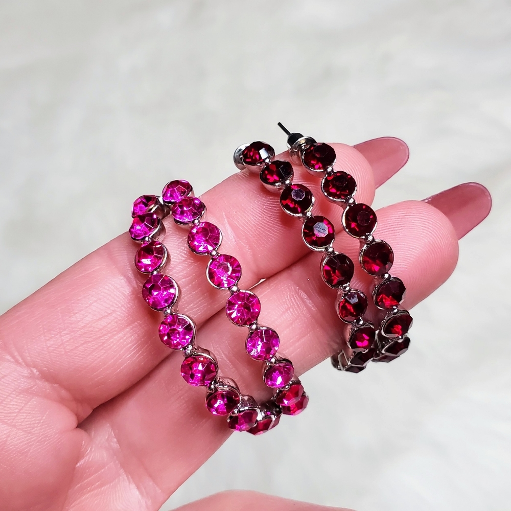 Gemstone hoop earring set